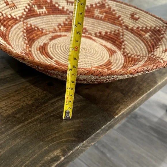 Handwoven Native American Tan and Brown Decorative Basket - Picture 4 of 4